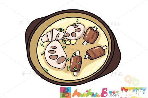 湖北美食 排骨藕汤简笔画