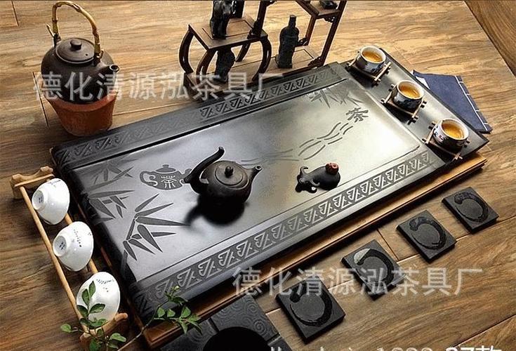 厂家直销 乌金石浮雕茶盘 石头茶海 机器雕刻石制茶台
