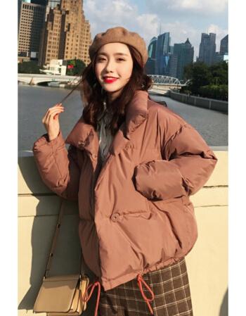 冬季新款宽松短款棉服女短款加厚面包服学生小棉衣韩版外套潮 豆沙红