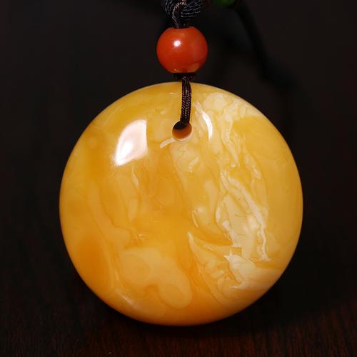 远兮珠宝416 大蜜蜡平安扣花白蜜蜡好 chao 级 ding 天然 牛货