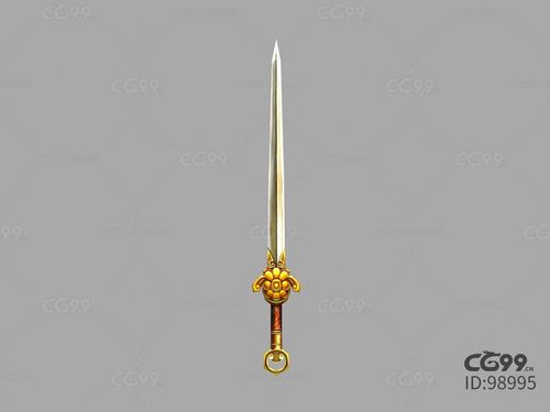 黄金菊花剑 扣环宝剑 游戏武器道具 cg模型