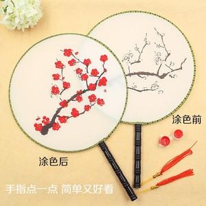 空白宫扇复古团扇古风中国风手绘绢扇手工diy双面书法国画画古典