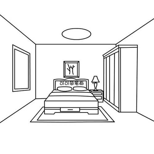 我的卧室简笔画卧室画简单漂亮