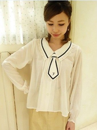 海军领带 fint学院风甜美衬衫长袖 水手服商品图片价格