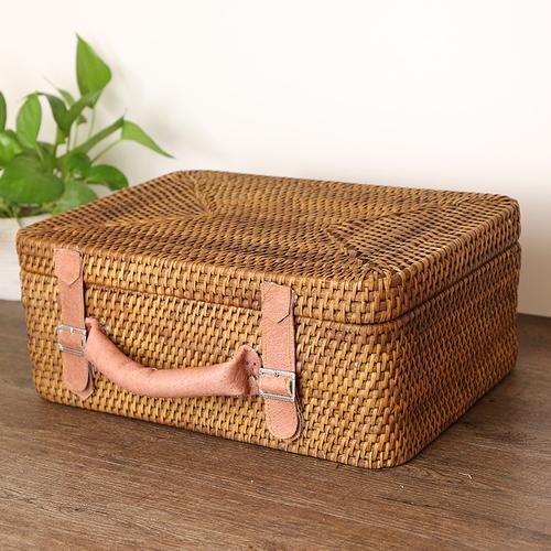 越南进口 藤编收纳箱创意复古储物箱 多功能手提箱 礼盒 整理箱