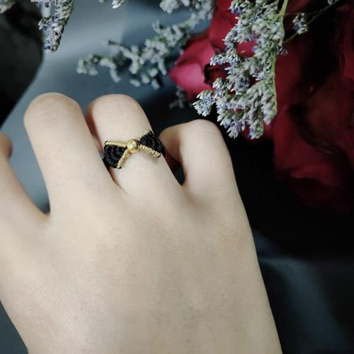 999足金小金珠转运珠在逃公主手工编织黄金戒指女蝴蝶