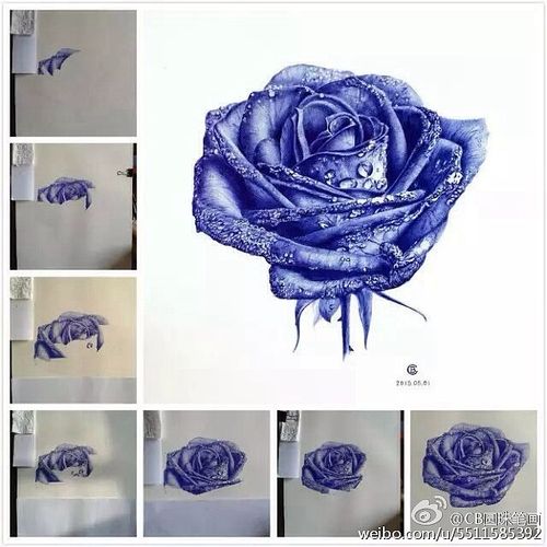 cb圆珠笔画-临摹-蓝色妖姬