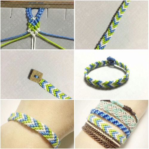 斜卷结手工编织手链,v字形玉线手链的编法图解