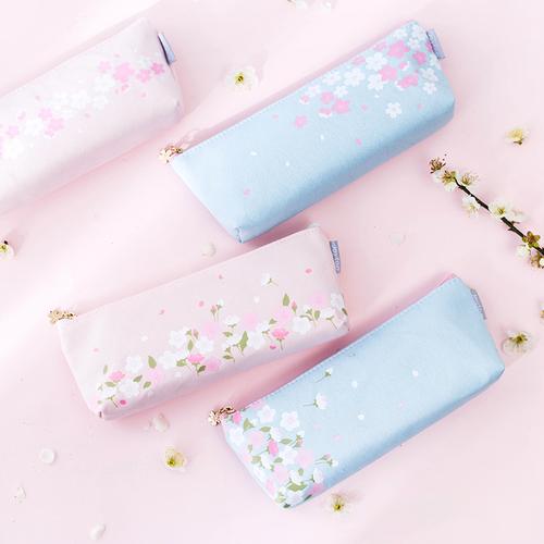 悦木樱花系列笔袋 轻文艺可爱帆布文具盒简约创意小清新手机袋