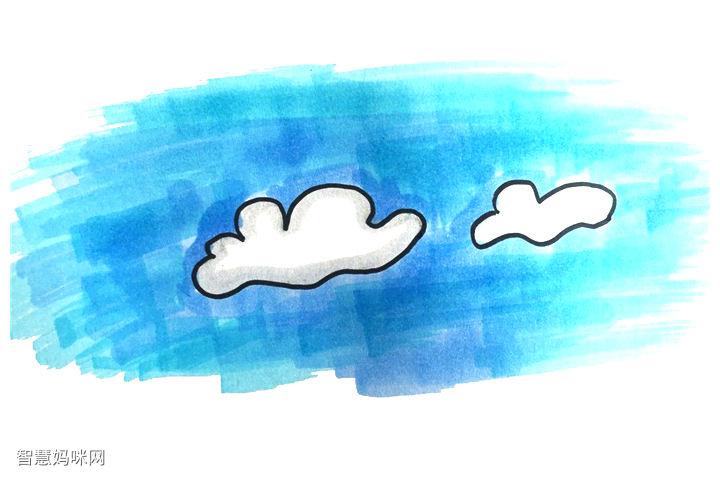 蓝天白云怎么画
