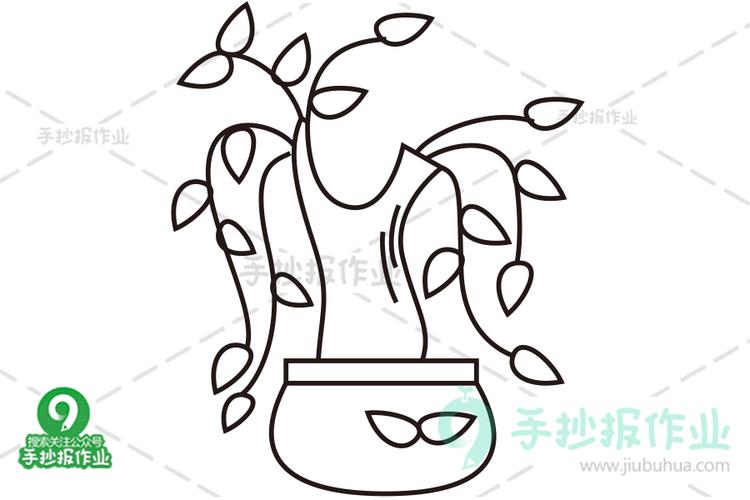 花盆里的柳树简笔画