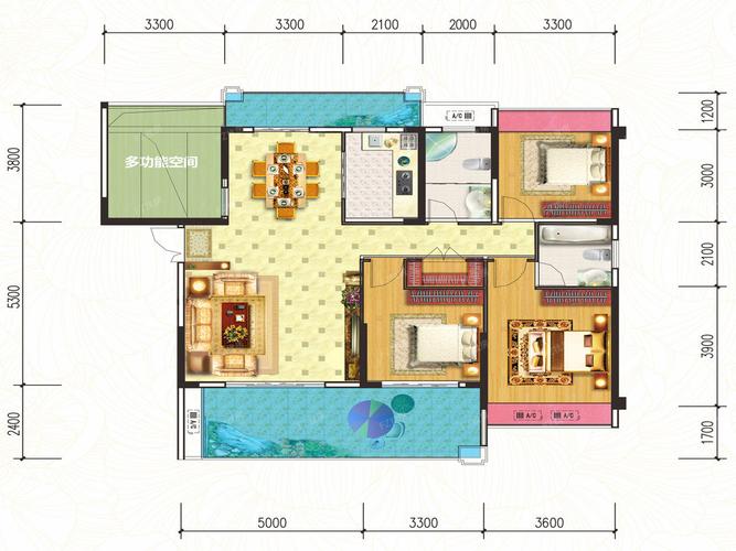 御景兰庭小区a3户型户型-御景兰庭3室2厅2卫约140平米