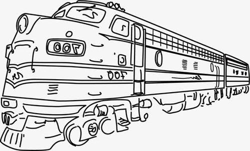 手绘 火车 线条