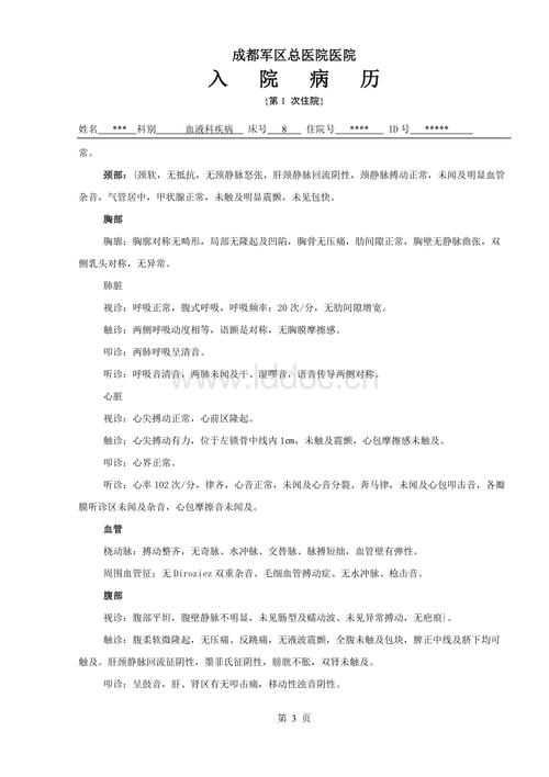 《大病历模板》word版.doc
