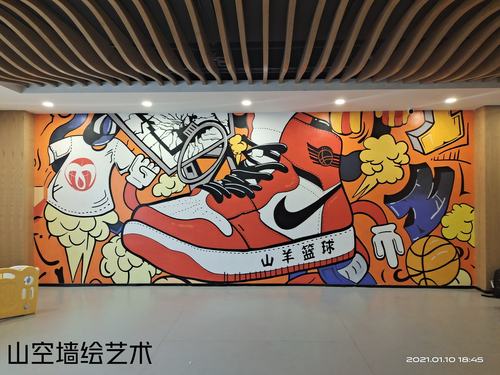 南京篮球馆彩绘墙绘