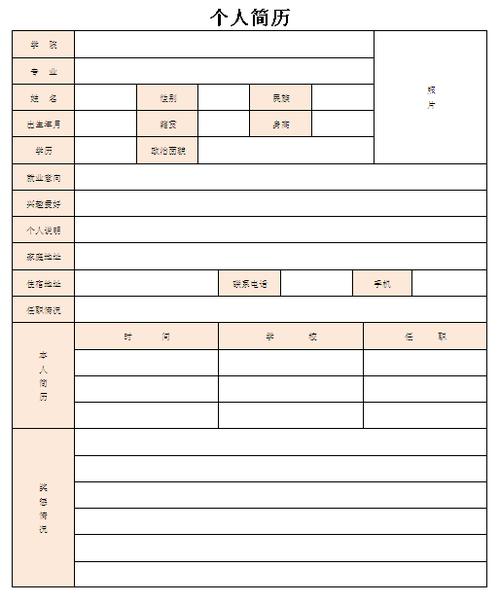 在读学生个人简历表格