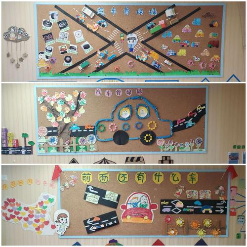 小班组主题墙"汽车骨碌碌"