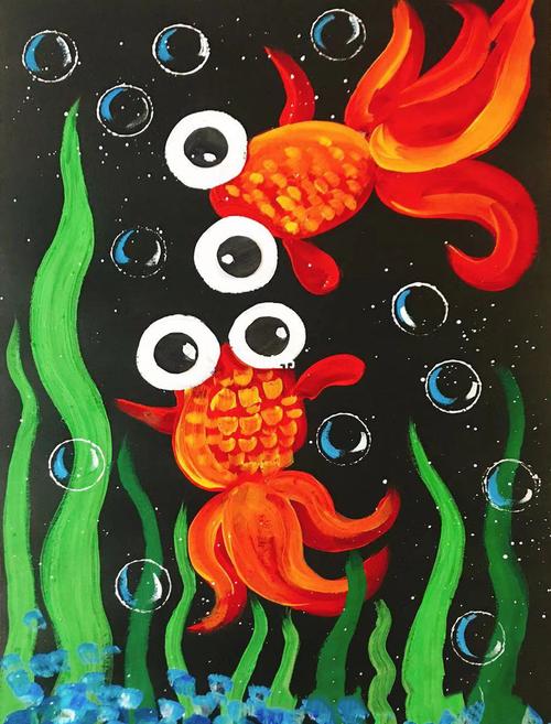 儿童美术水粉画教程_水中的小金鱼_美术_儿童创意画_文化_绘画