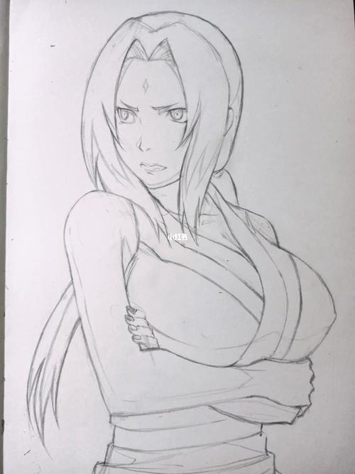 手绘过程图#今天来个纲手_手绘_火影忍者_樱花_上色_小楷_文化_绘画