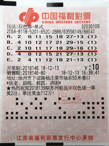 中奖彩票  12月13日,中国福利彩票双色球进行了2018年的第146期开奖