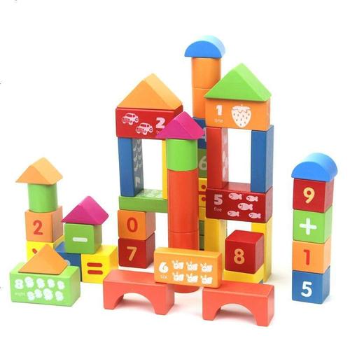 婴幼儿童早教玩具50粒数字智力积木批发儿童早教益智宝宝拼装智力大块