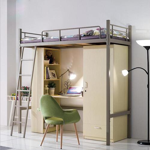 dxbg铁床学生宿舍床上下柜公寓床单人床组合床带衣柜书桌铁床上下铺床