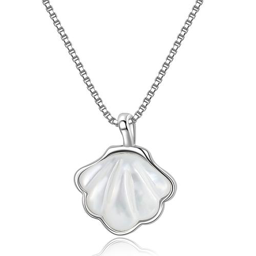 贝壳项链纯银锁骨链白贝母吊坠一辈子项链