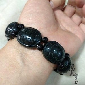 天然新疆和田玉青玉龟壳手链青墨玉乌龟背富贵长寿手链手串男女款