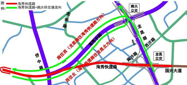 9月4日上午10时,海秀快速路三标段地面机动车道功能性通车仪式在