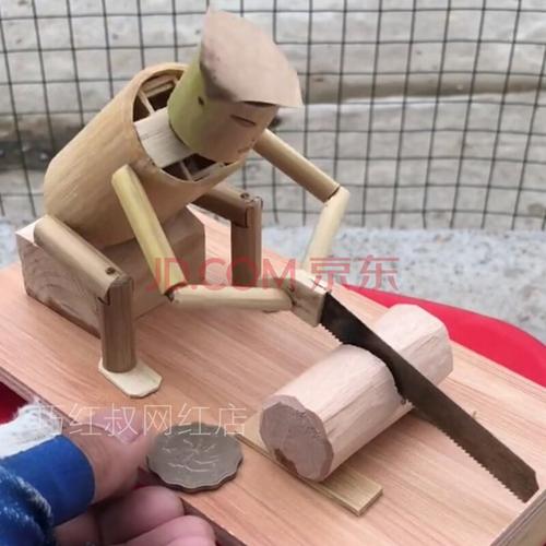 竹编装饰 竹节人玩偶竹人玩具有钱使鬼推磨竹制品创意工艺品怀旧装饰
