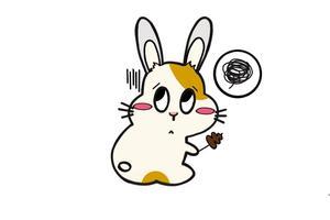 兔兔一团黑线表情包简笔画