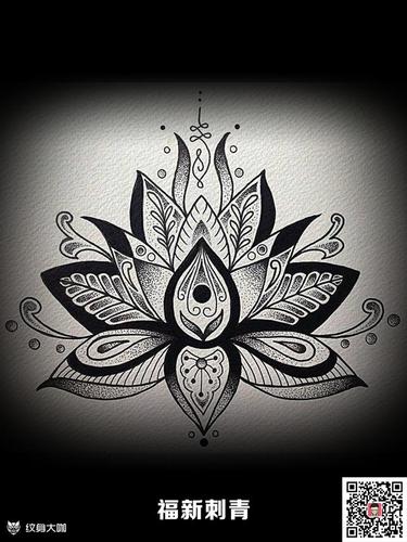 莲花荷花手稿_纹身图案手稿图片_千针的纹身作品集