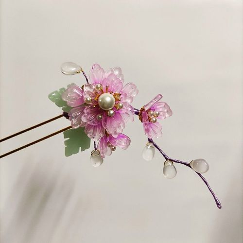 原创琉璃花发簪汉服发饰甜美复古簪子古风汉服步摇流苏小仙女盘发