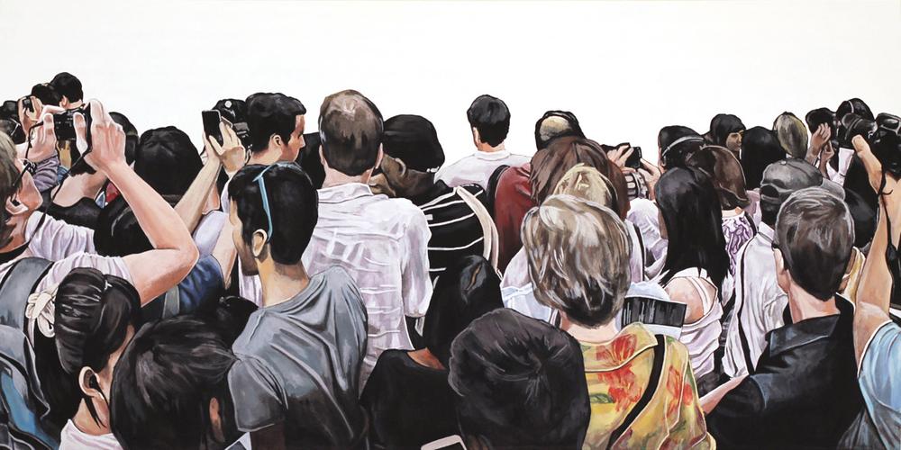 拥挤的人群:艺术家courtney heather 油画作品