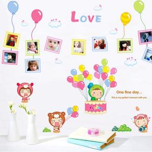 儿童房卧室装饰创意照片墙贴纸可爱卡通娃娃相框自粘可移除贴画