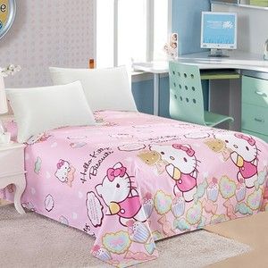 全棉卡通床单单件双人定做儿童学生寝室纯棉被单 kitty凯蒂猫kt猫