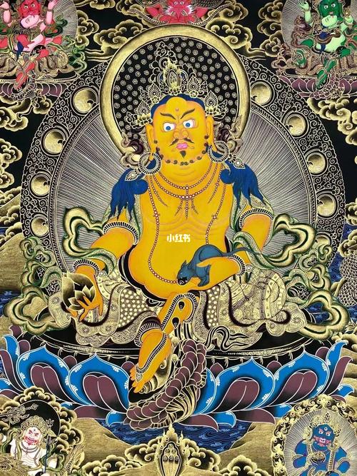 71尼泊尔黑金唐卡71 五路财神,尺寸106×79厘米_尼泊尔_手绘_唐卡