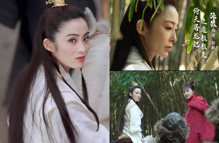 只见她和当年造型一模一样,更还原回眸一笑的经典镜头