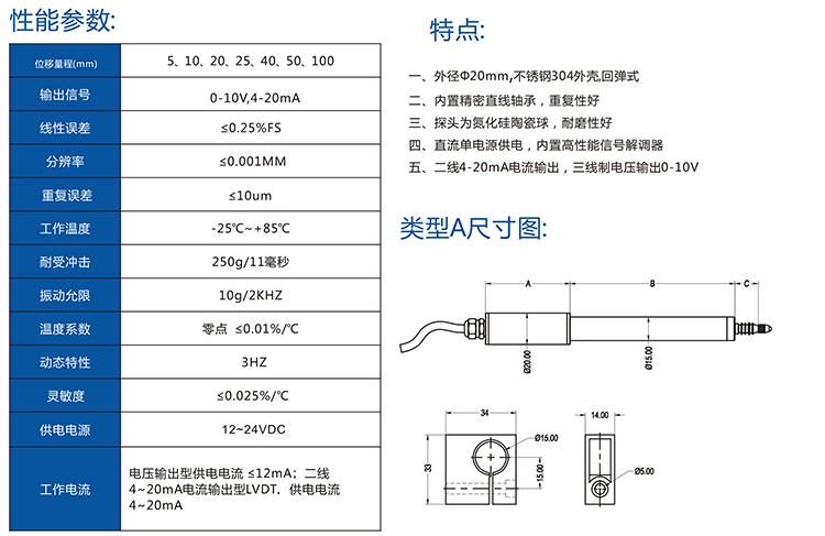 米朗lvdt20差动变压器式位移传感器