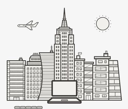 关键词 : 简笔画,建筑,高楼大厦,黑白,线稿