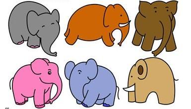 儿童大象简笔画彩色