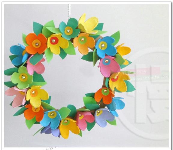 裁剪泡沫纸做成的花环教程