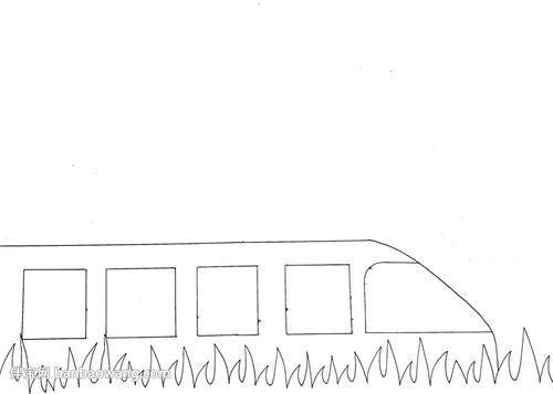 1,首先在手抄报的底部画上小草,并在小草上方画上高铁列车,列车的