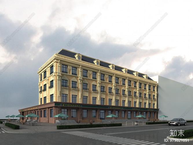 简欧办公楼外观3d模型下载