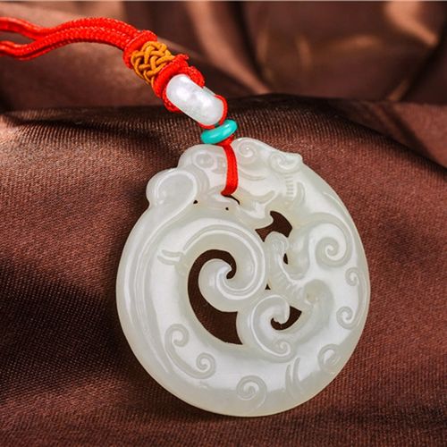 和田玉龙玉佩男女款新疆和田白玉龙挂件吊坠生肖龙型仿古玉佩正品