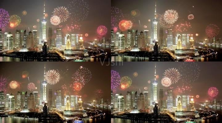 上海东方明珠夜景烟花