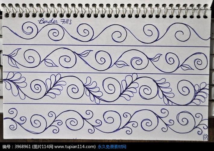 手绘卷草花纹图案