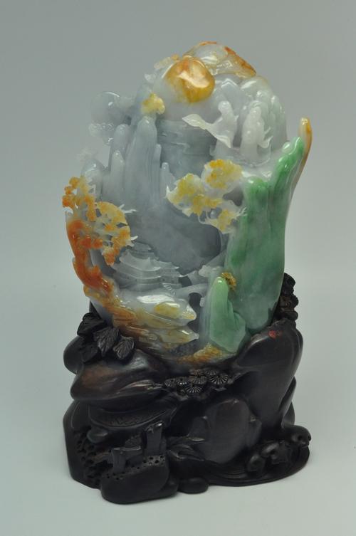 国家级大师赵玉谦《云水襟怀》翡翠玉雕摆件百花玉缘获奖作品