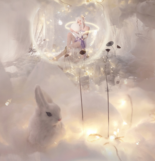 小姐姐仙女下凡cos嫦娥,实不相瞒有个大胆的想法,那只兔子