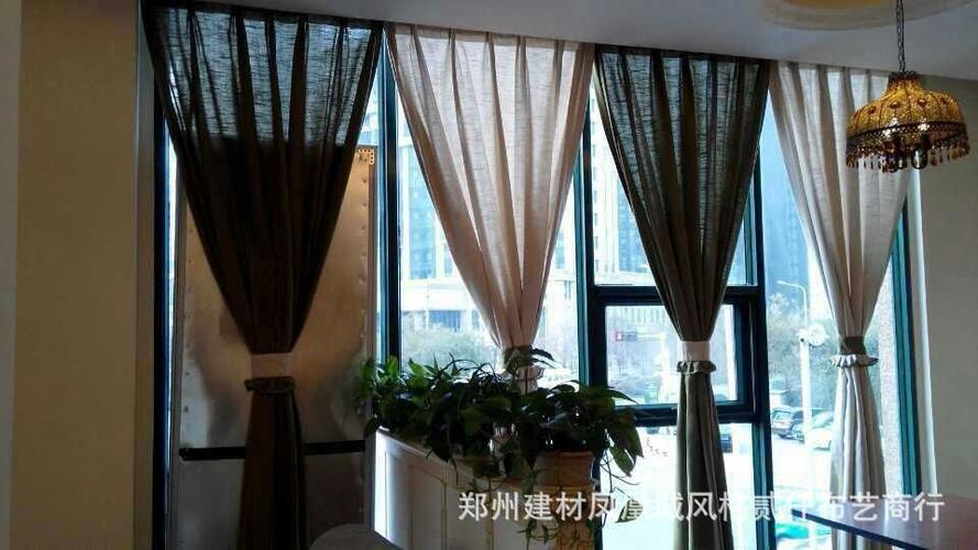 郑州新款定制成品窗帘高档简约地中海风格纯色多拼餐厅酒店窗帘布